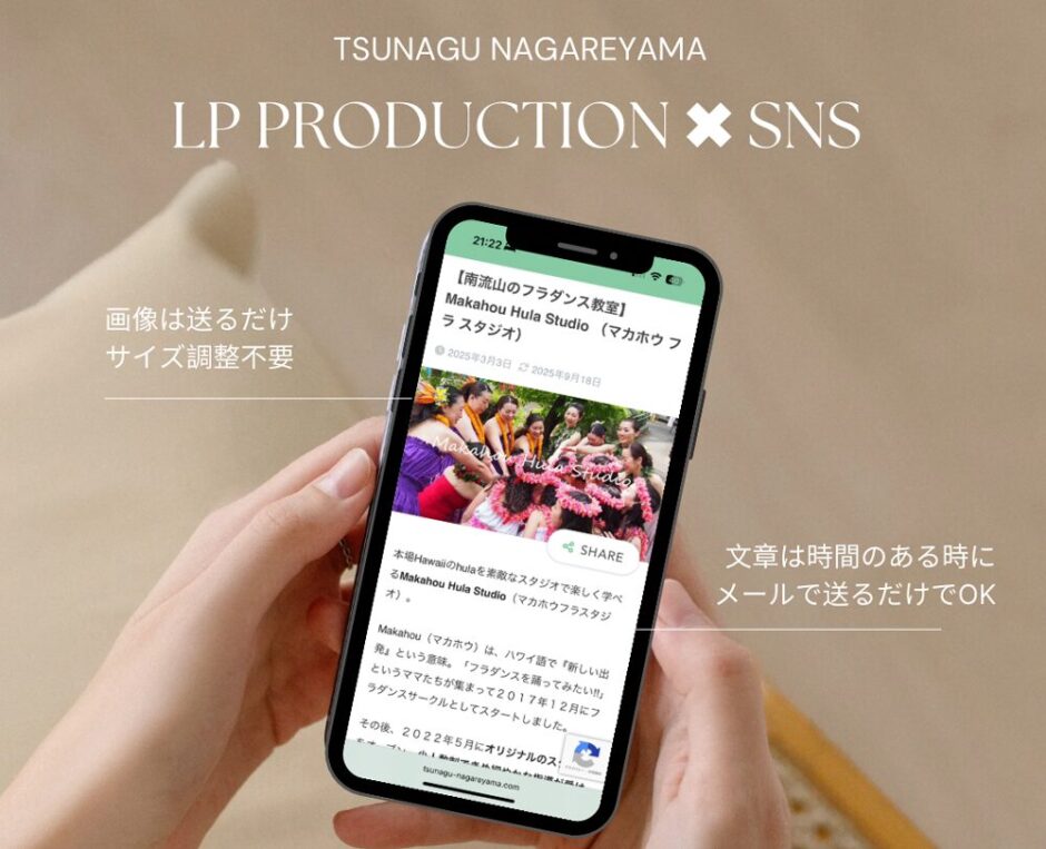 【つなぐ流山事業者さま向けサービス】魅力をギュッと詰め込んだ渾身のLP制作×SNS宣伝の基本プラン詳細