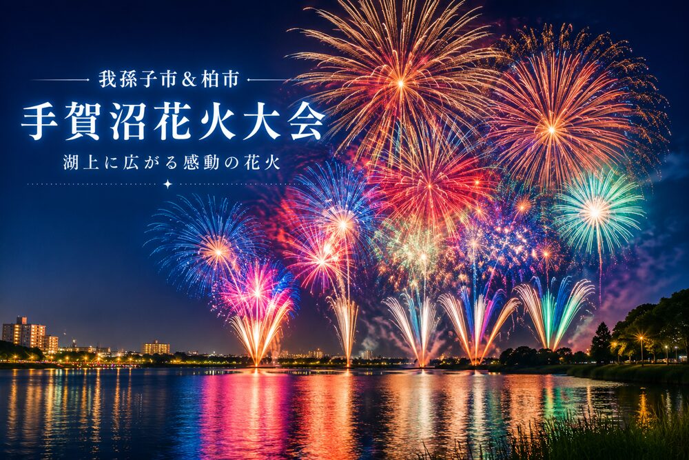 手賀沼花火大会の夜景と花火|柏市・我孫子市の人気花火大会
