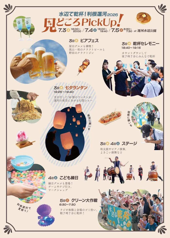 【流山の夏祭り】水辺で乾杯！利根運河夏祭り見どころ